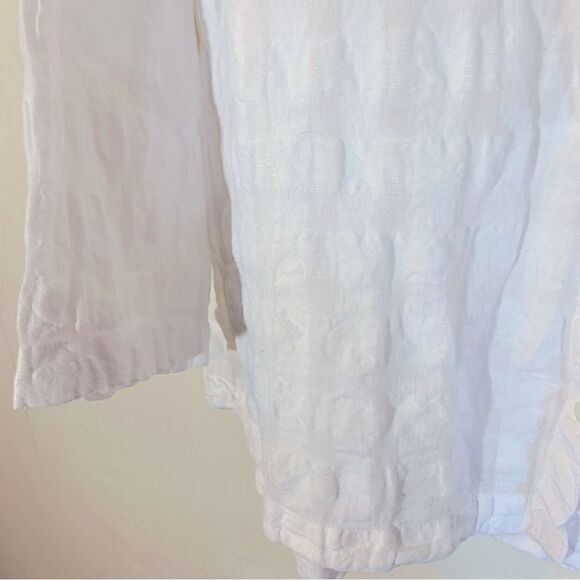 Pure Jill White Puckered Blouse Long Sleeves Button Up Sz Small Gorgeous - Picture 6 of 8